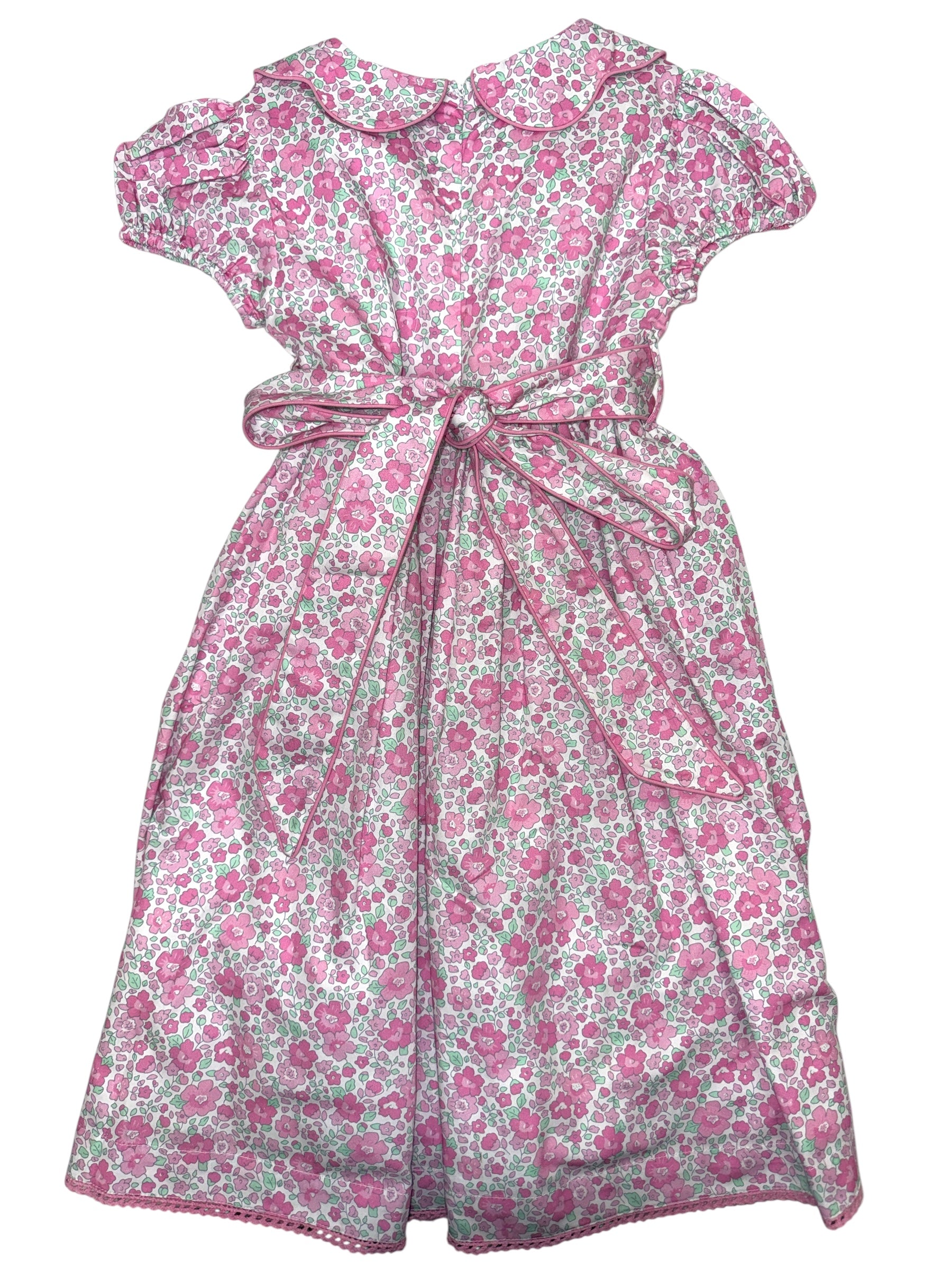 Cotton Kids Pink Floral Collar Dress 5223