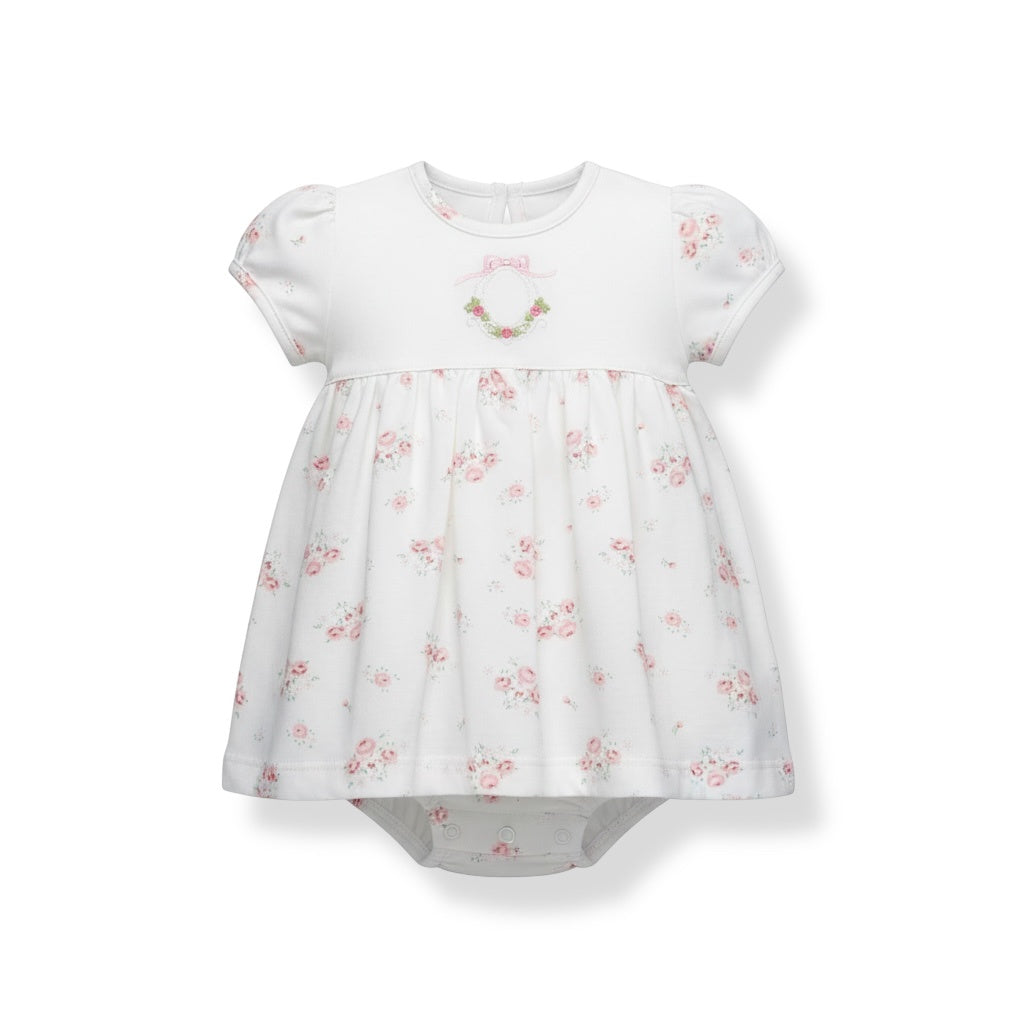 Squiggles Mirror Mirror Apron Front Romper W/Keyhole Back W/01 Yoke 334/371/ROSE 5302