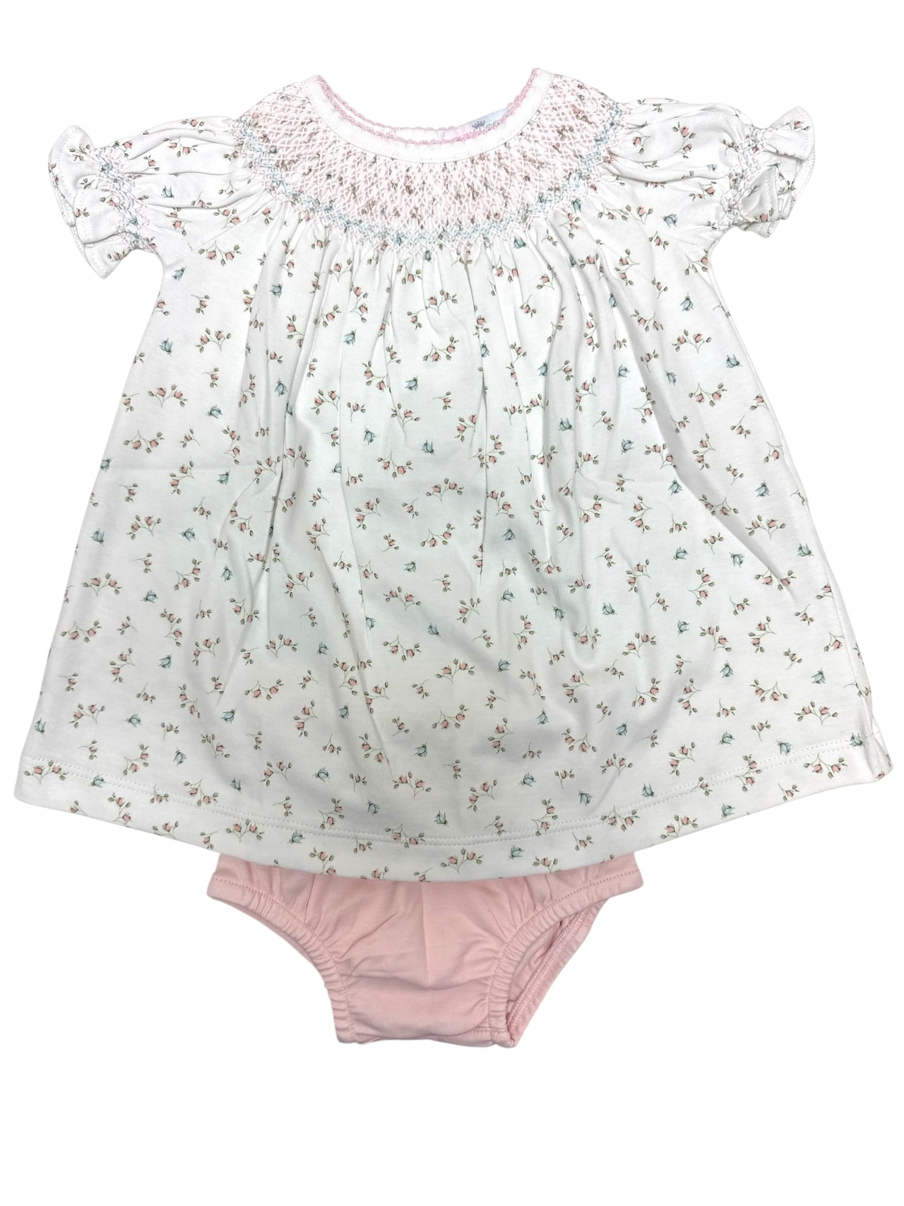 Baby Loren Bella Pink Floral Pima Hand Smocked Bishop dress BEL-640 5302