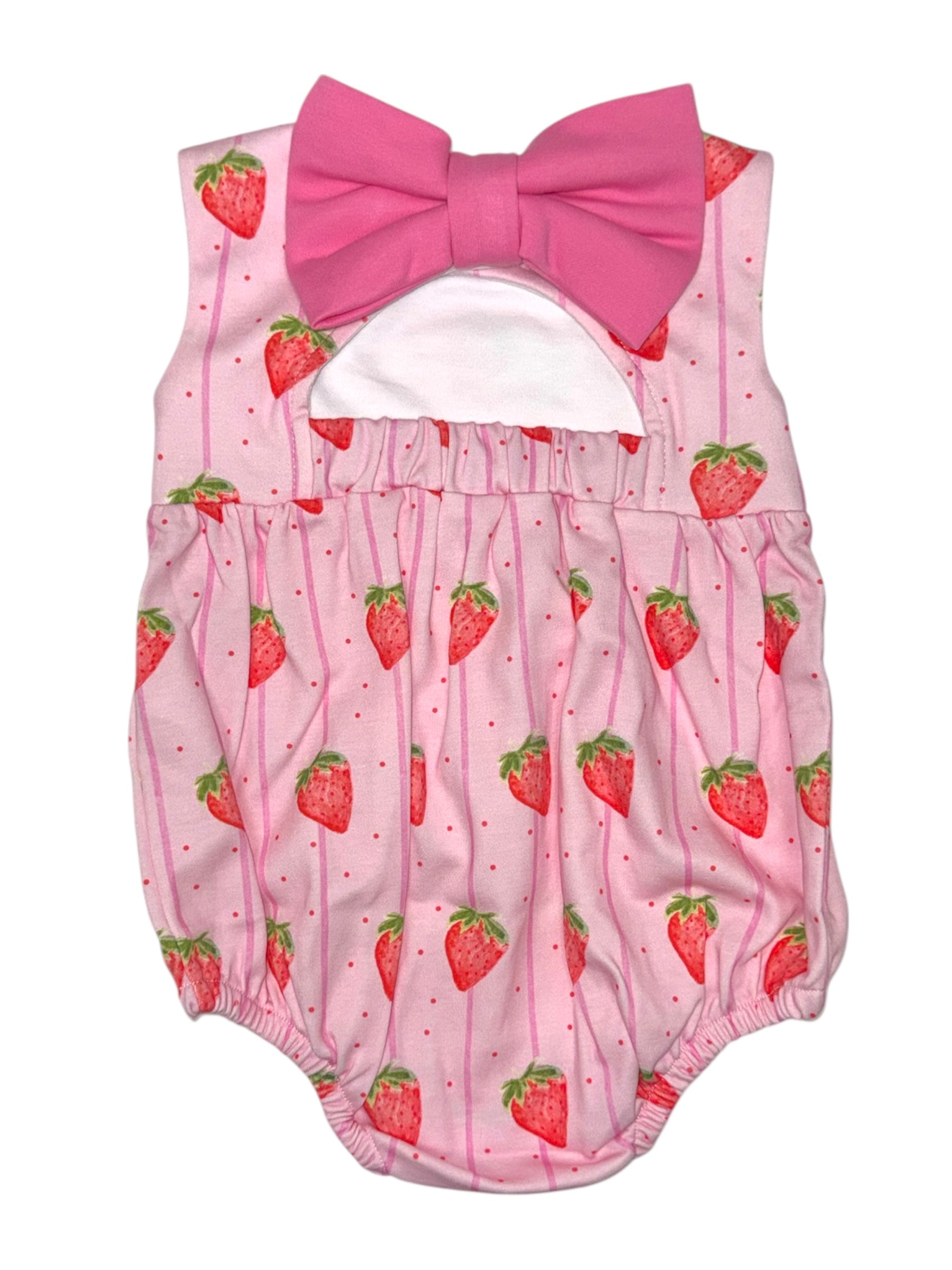 James & Lottie Strawberry Stripe Tie Back Bubble 5303