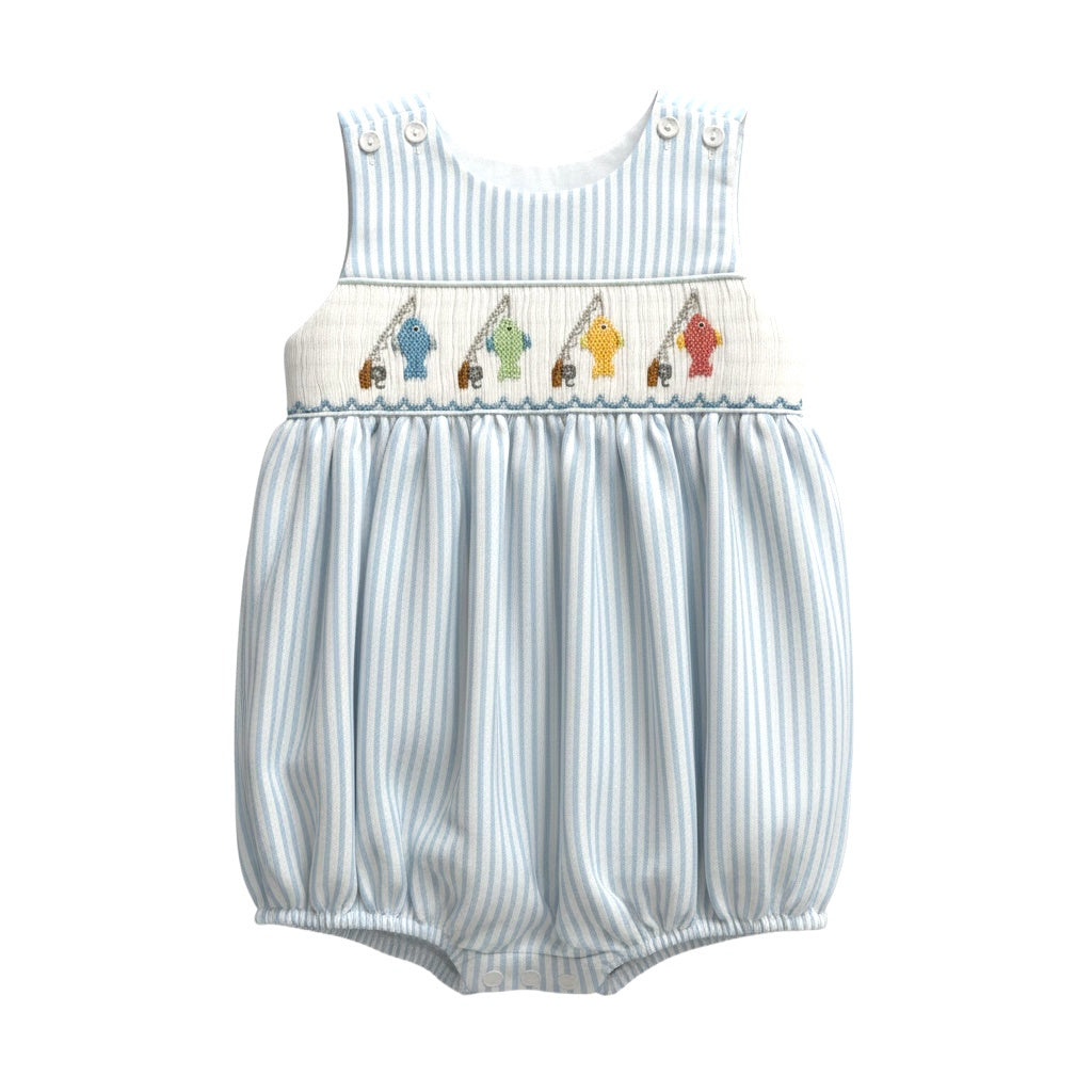 Lulu Bebe Go Fish Smocked Boy Bubble TED-16 5302