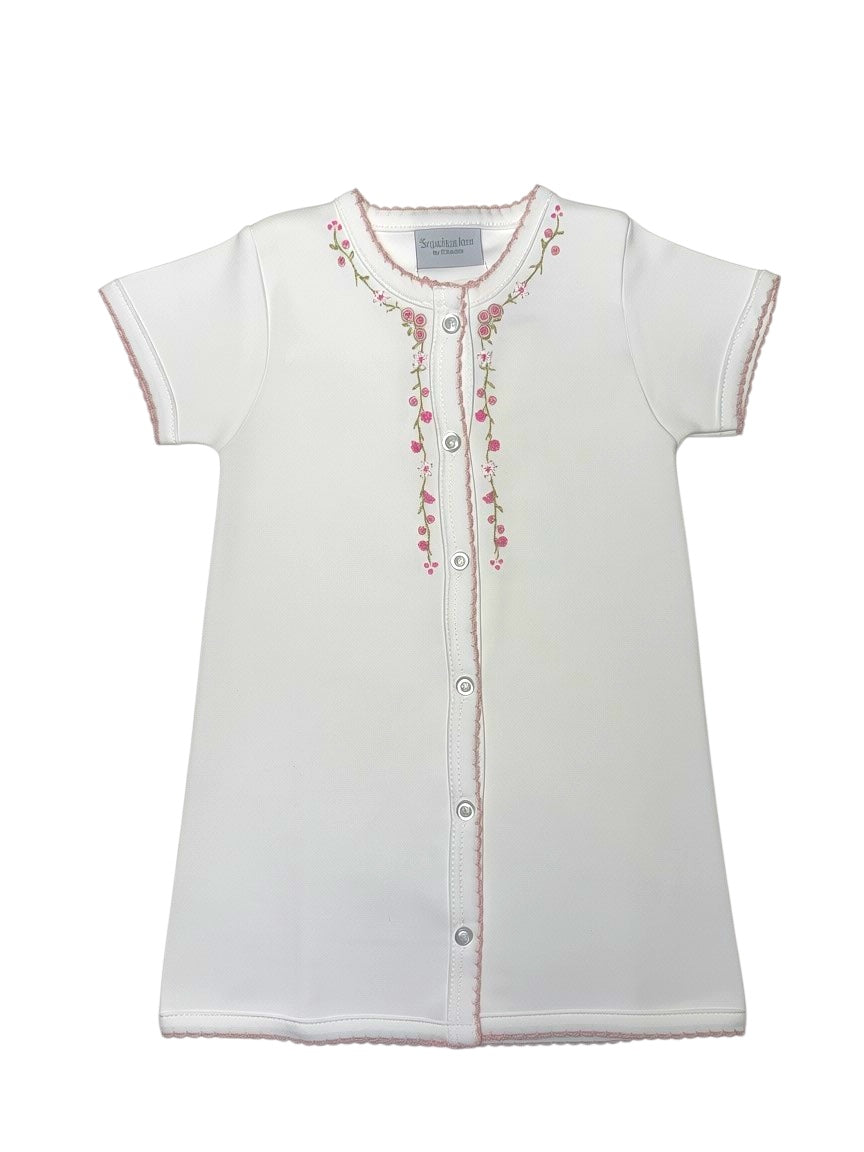 Squiggles Flowers Trailing Down S/S Day Gown w/46 Picot