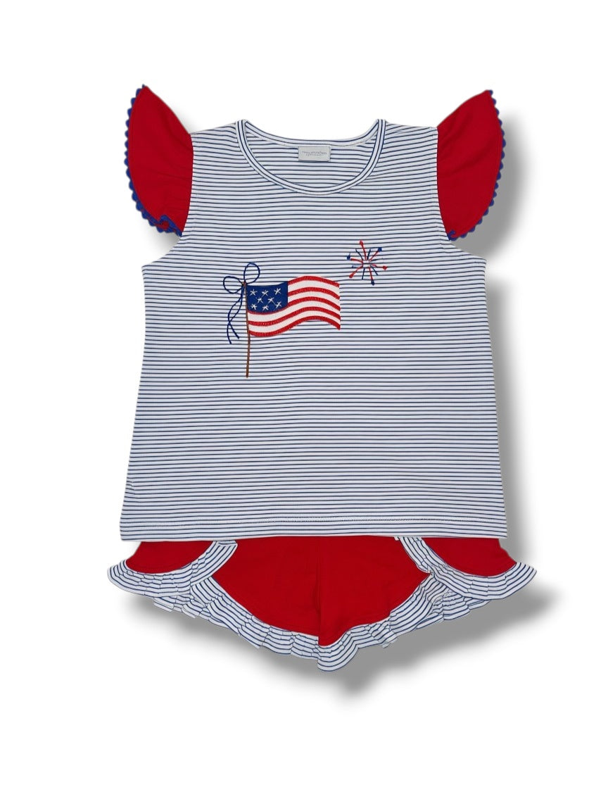 Squiggles Red White & Bows Short Set Top 0152/37 RicRac Short 37/0152 5303