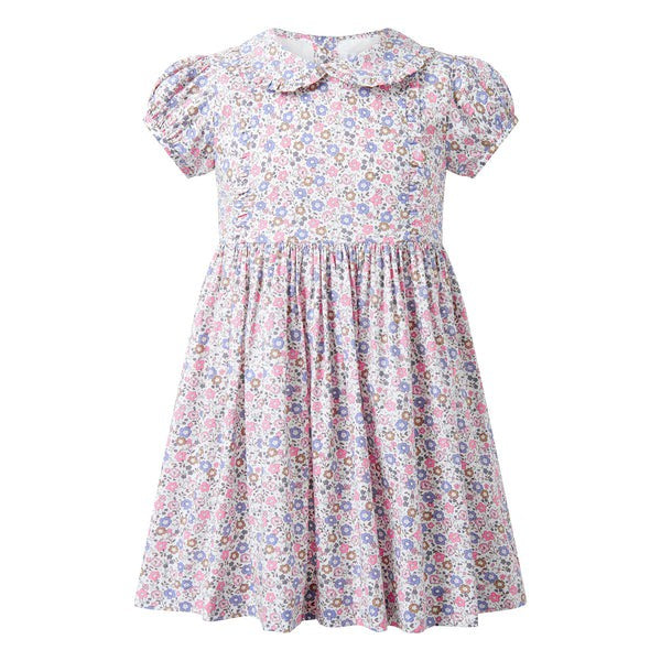 Rachel Riley Pink/Purple Floral Frill Front Dress 5208