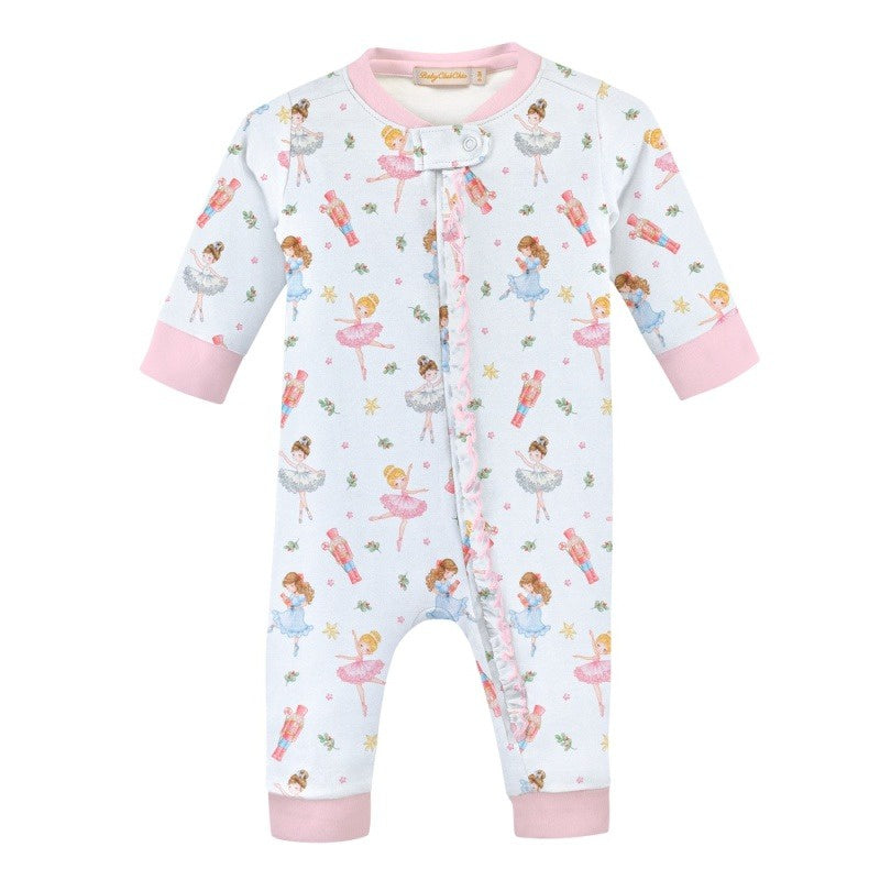 Baby Club Pink Nutcracker Printed Zipped Coverall W/Ruffles COV14263 5208
