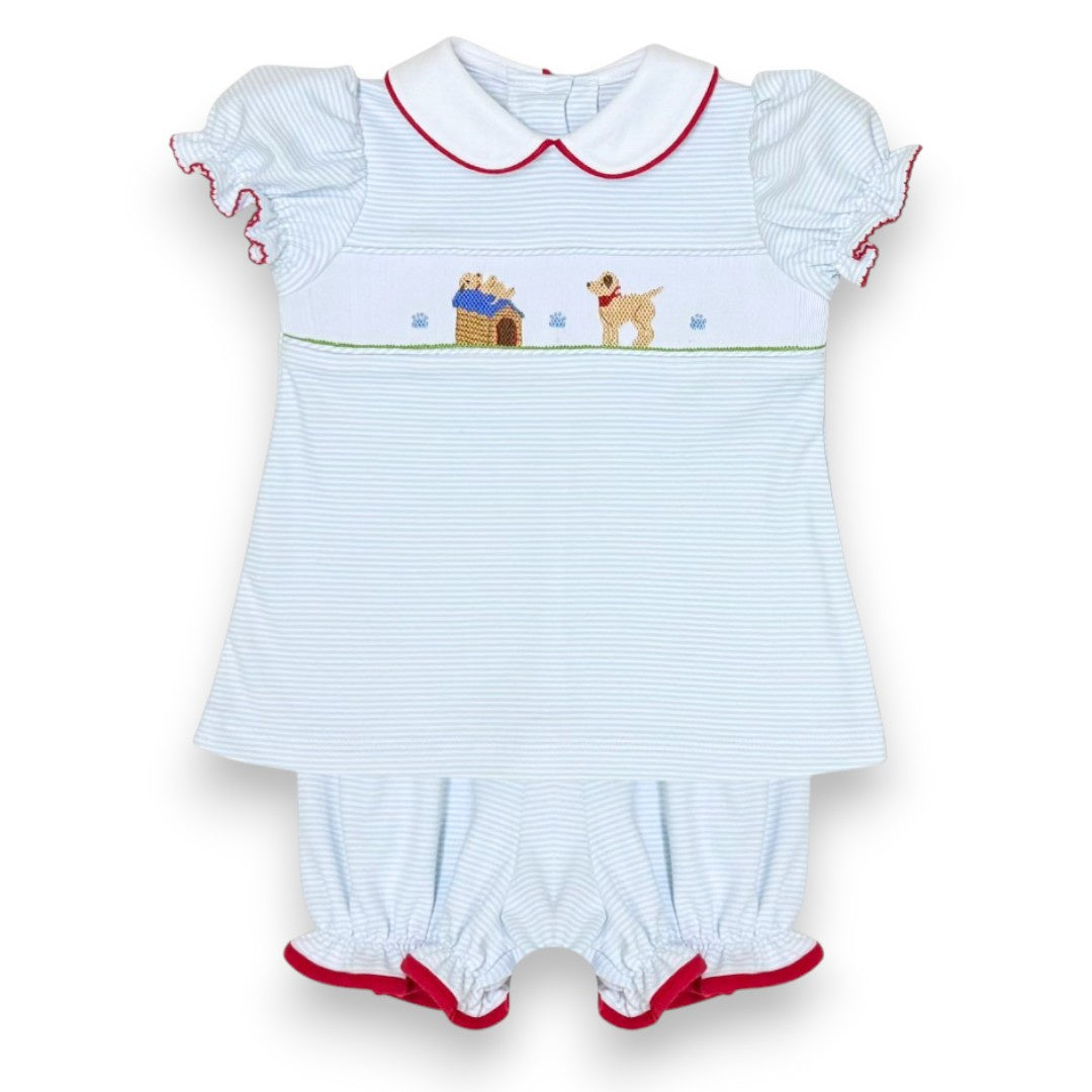 Zuccini Playful Pups Louisa Bloomer Set Lt Blue Stripe Bitty Knit ZSF26-PPBS-KBLB 5306