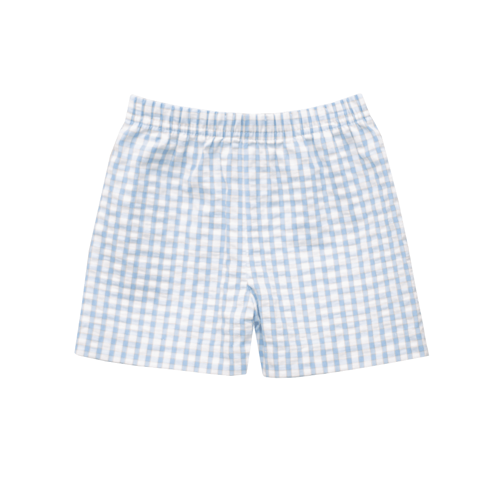 Zuccini Police Car Harry's Play Tee Periwinkle Knit & Light Blue Saratoga Plaid Shorts 5103