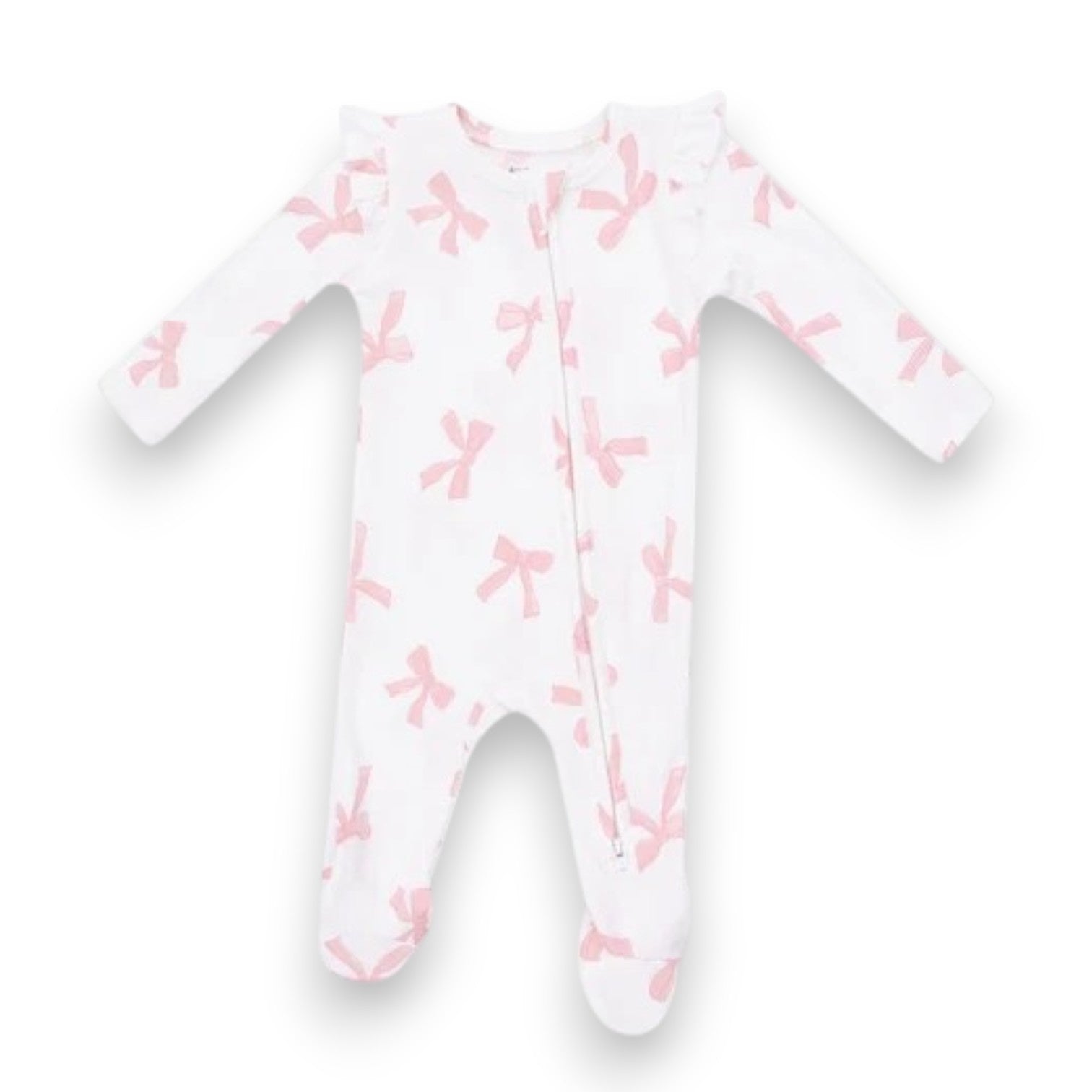 Angel Dear Pretty Bows 2 Way Ruffle Sleeve Zipper Footie 726--F26-PBO 5308