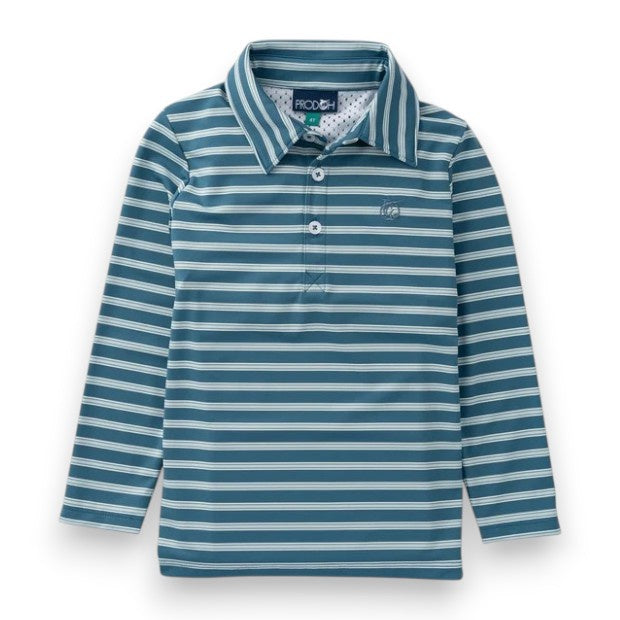 Prodoh Boy's Long Sleeve Pro Performance Polo Tapestry Stripe 5309