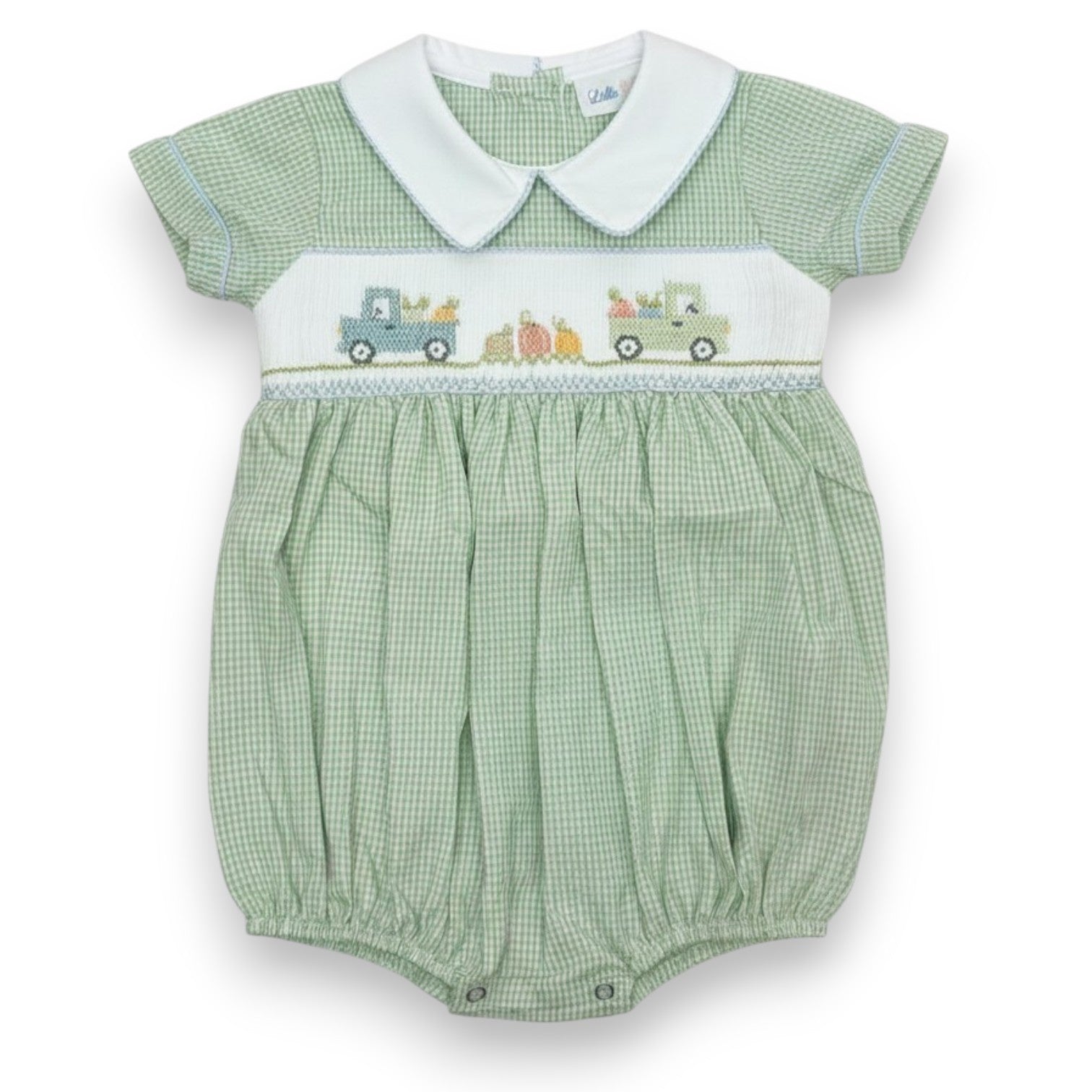 Lulu Bebe Pumpkin Smocked Bubble NOAH-3-PMKN