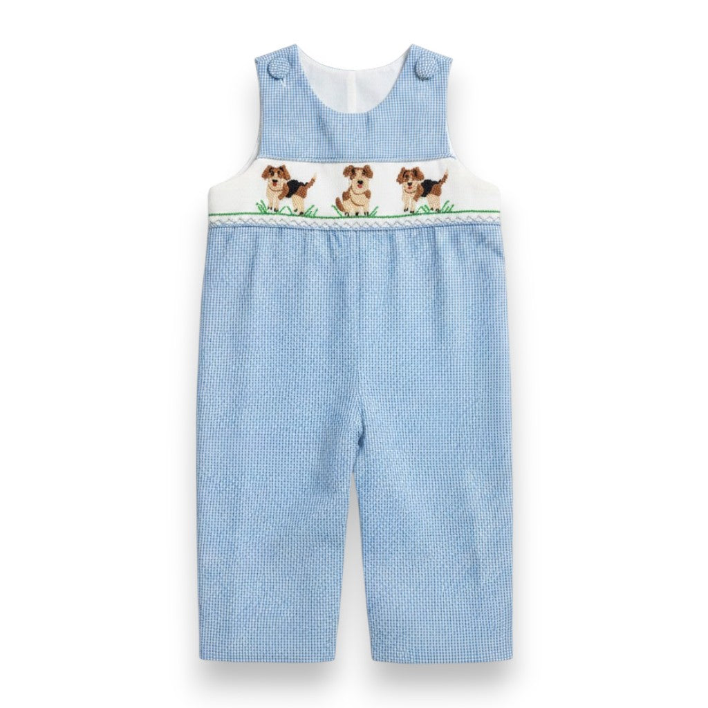 Delaney Boys Blue Check Long Jon Jon Smocked Puppy Love  82 5308