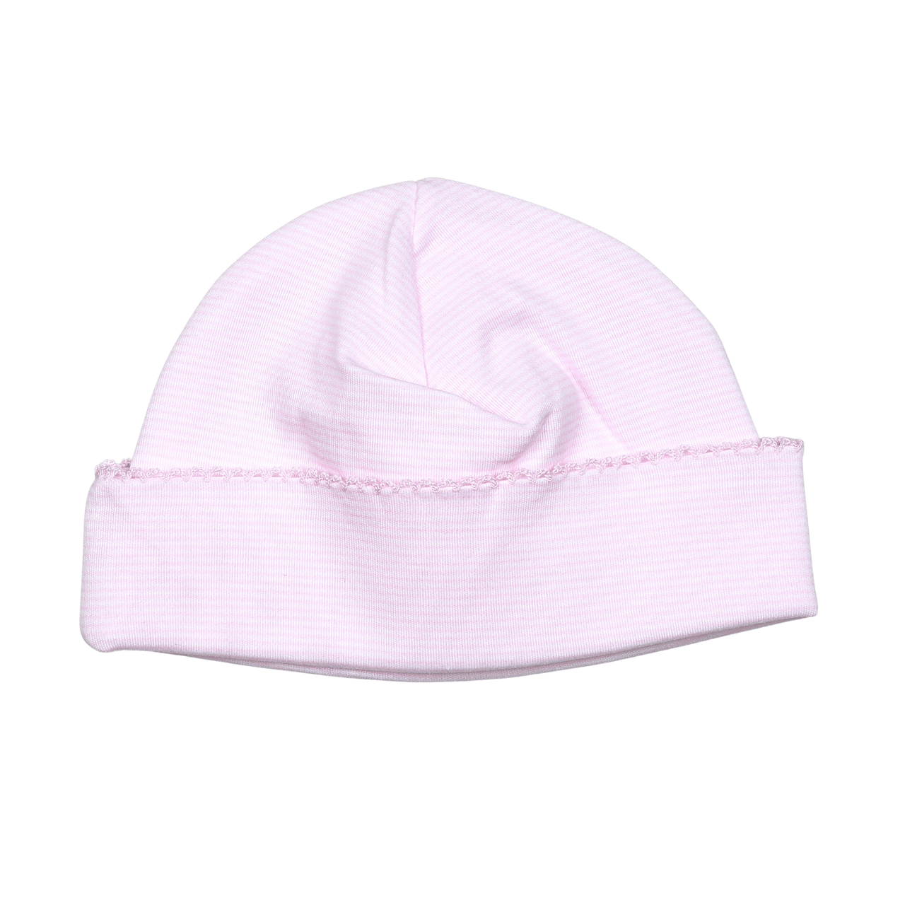 Baby Loren Pink Stripes Pima Beanie Pink Trim PSB-117 5101
