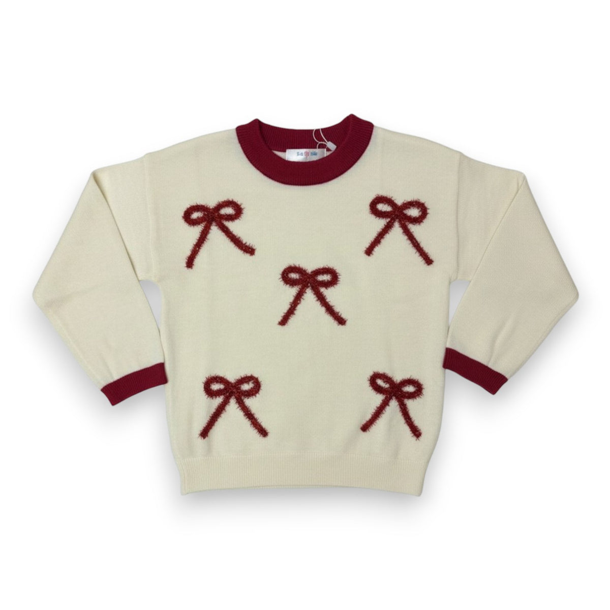 Lulu Bebe Red Bow LS Sweater Top IRIS-REDBOWS 5308