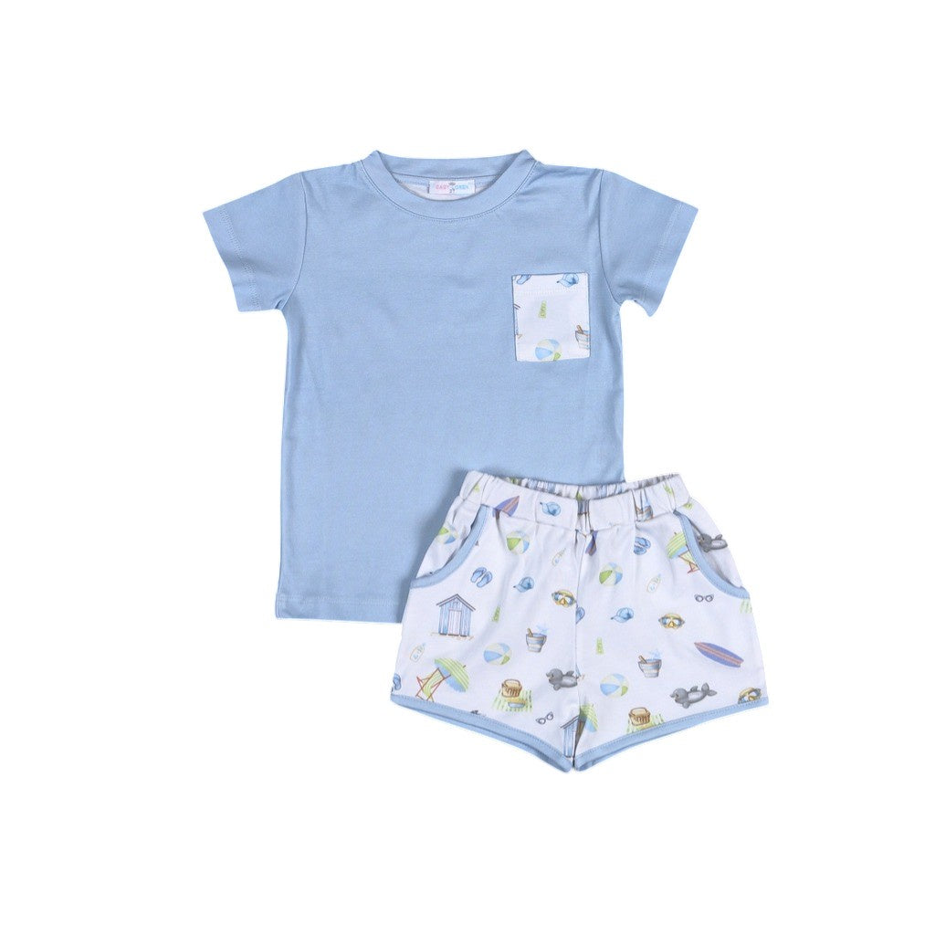 Baby Loren Sandy Toes Blue Short Set STO-020 5301