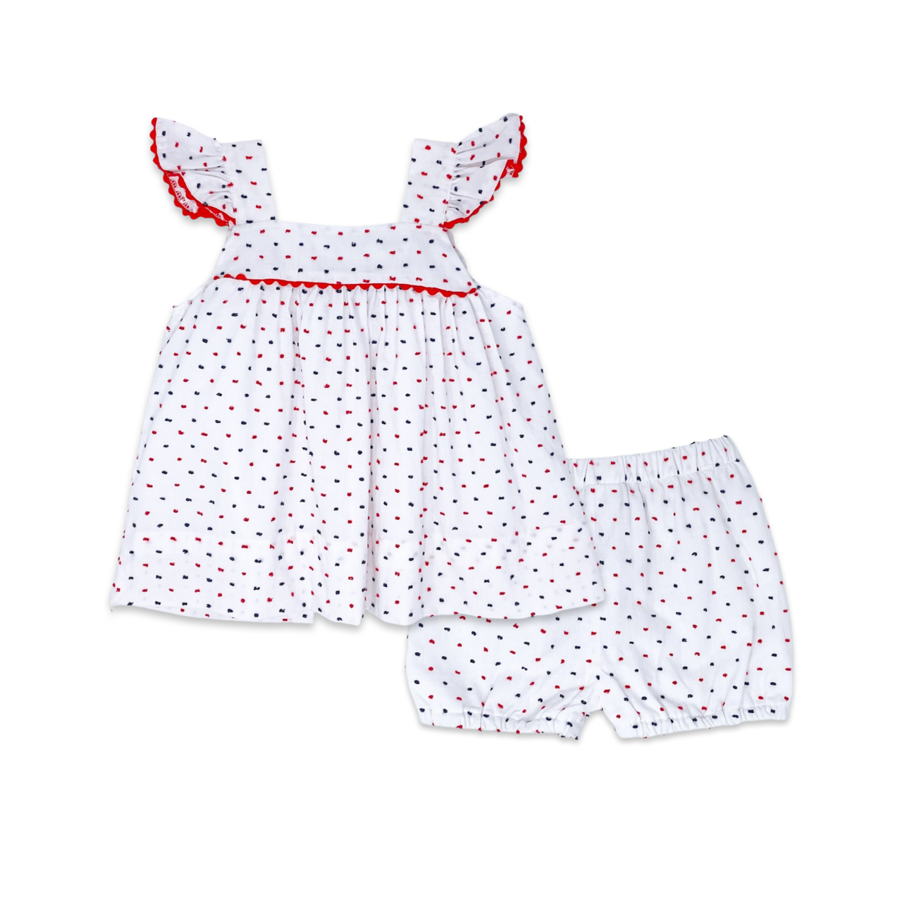 Lullaby Set Sally Swing Set Navy and Red Swiss Dot 5103