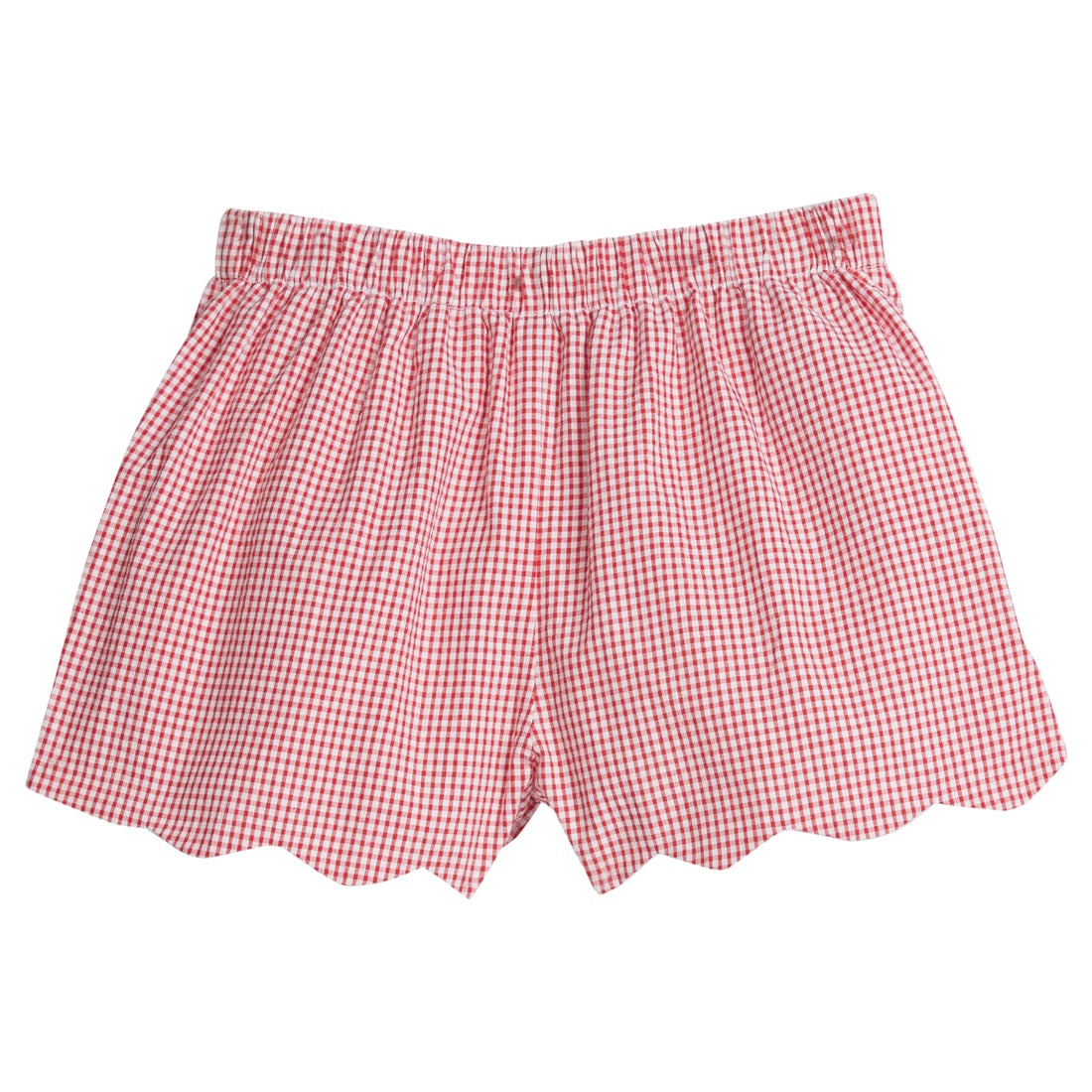 Little English Stars Smocked Tie Shoulder Tank w/ Red Gingham Scallop Shorts