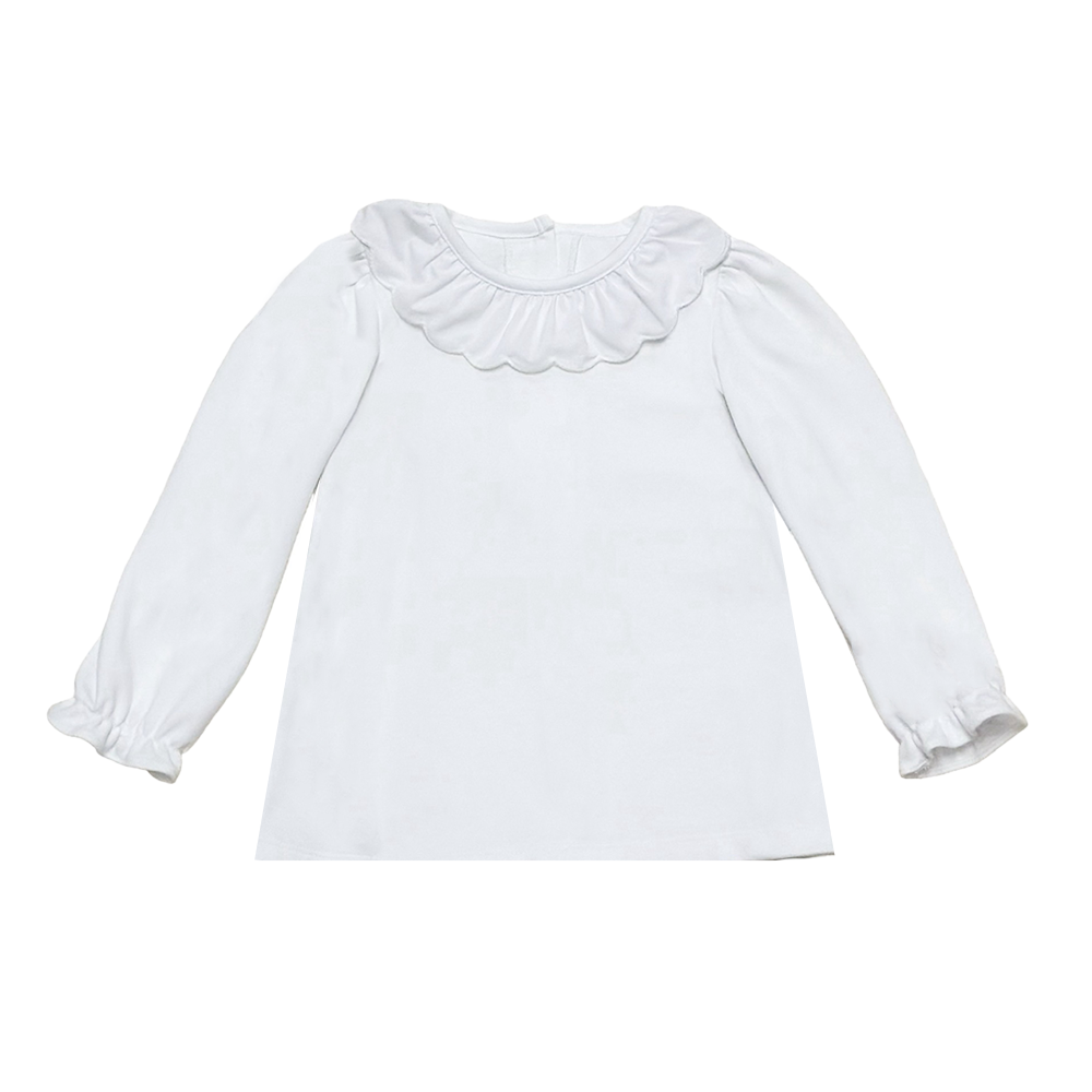 Zuccini Scalloped Blouse White Knit ZFF24-SCBL-KSWH 5108