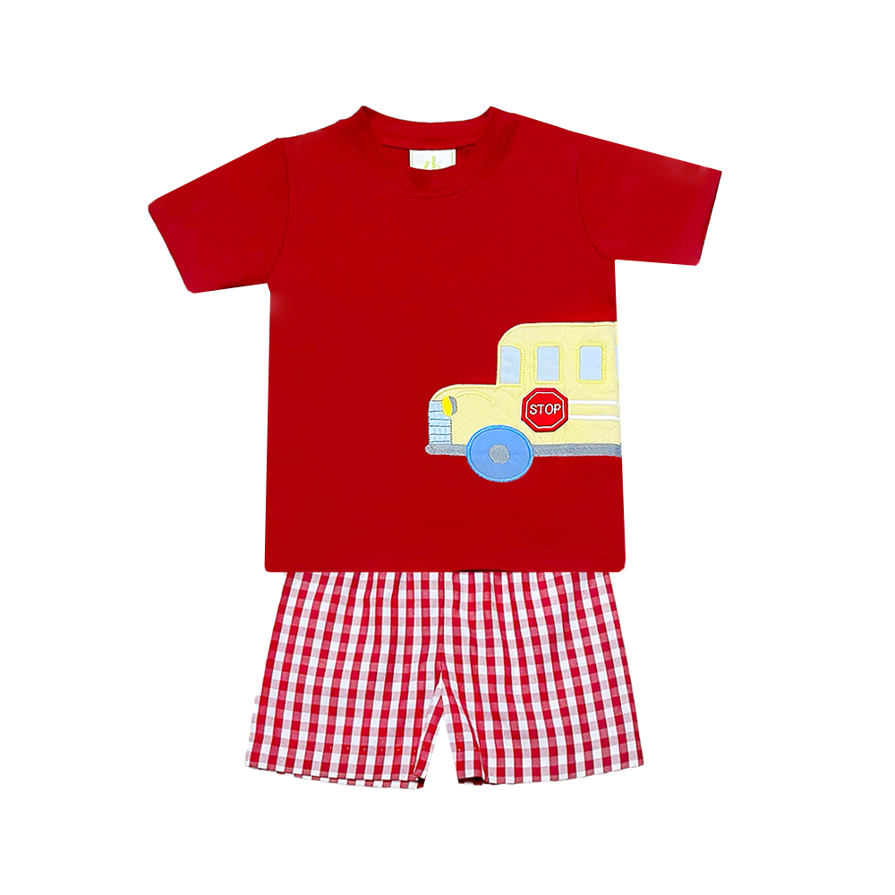 Zuccini School Bus Harry's Play Tee Red Knit & Red Medium Check Short 5106