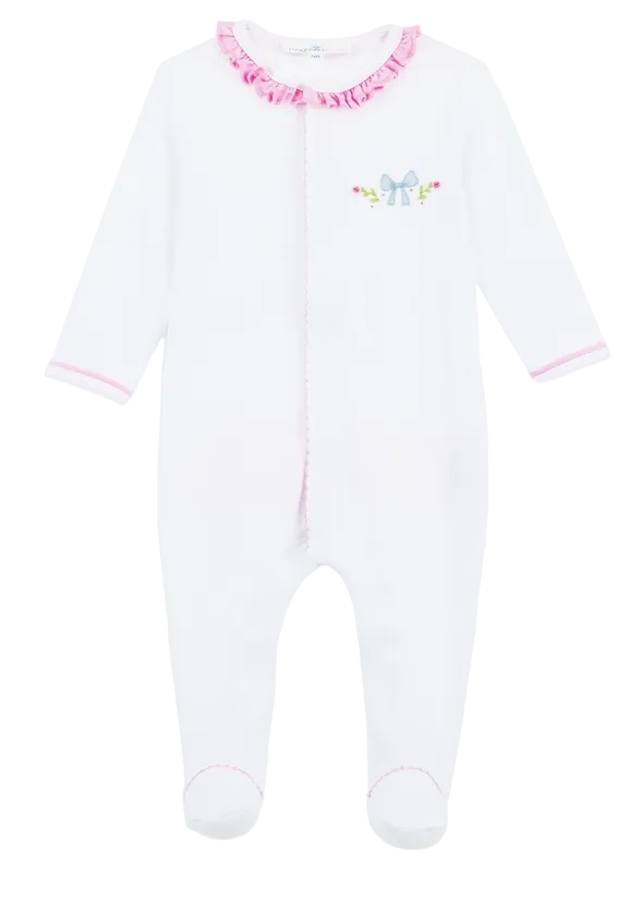 Magnolia Baby Evelyn's Classics Ruffle Footie Blue Bow 9132-405 5305