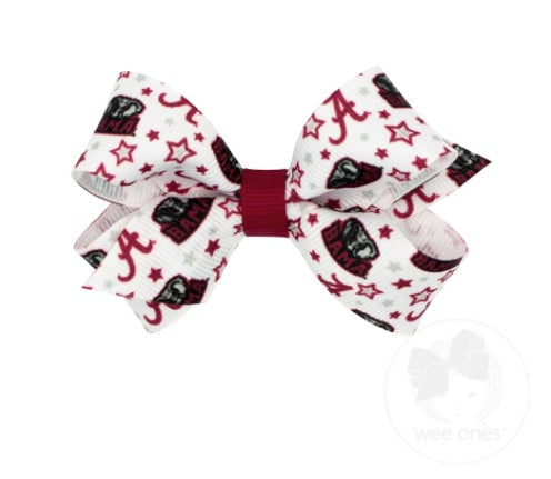 Wee Ones Mini Signature Collegiate Logo Print Grosgrain Hair Bow