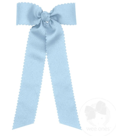 Wee Ones Medium Grosgrain Bow w/ Tails & Scalloped Edge
