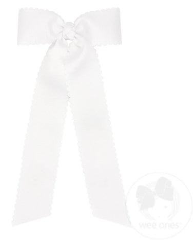 Wee Ones Medium Grosgrain Bow w/ Tails & Scalloped Edge