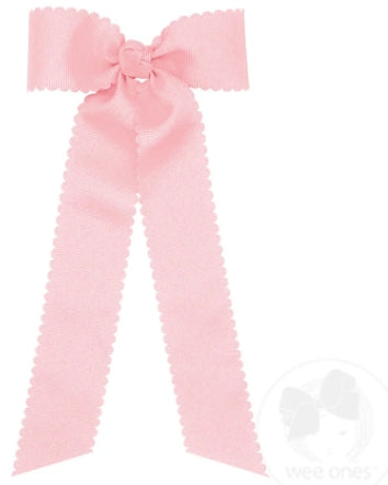 Wee Ones Medium Grosgrain Bow w/ Tails & Scalloped Edge