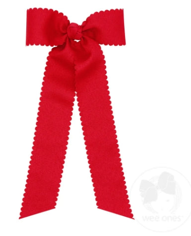 Wee Ones Medium Grosgrain Bow w/ Tails & Scalloped Edge