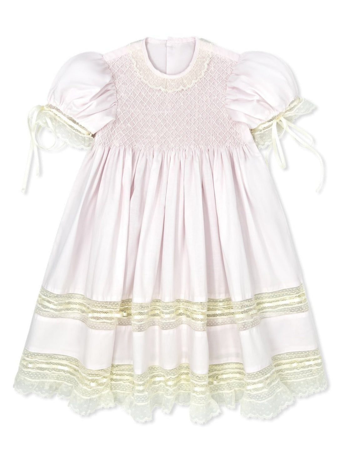 Lullaby Set Margaret Dress Spring Pink Batiste W/Ecru Dot Lace 5201