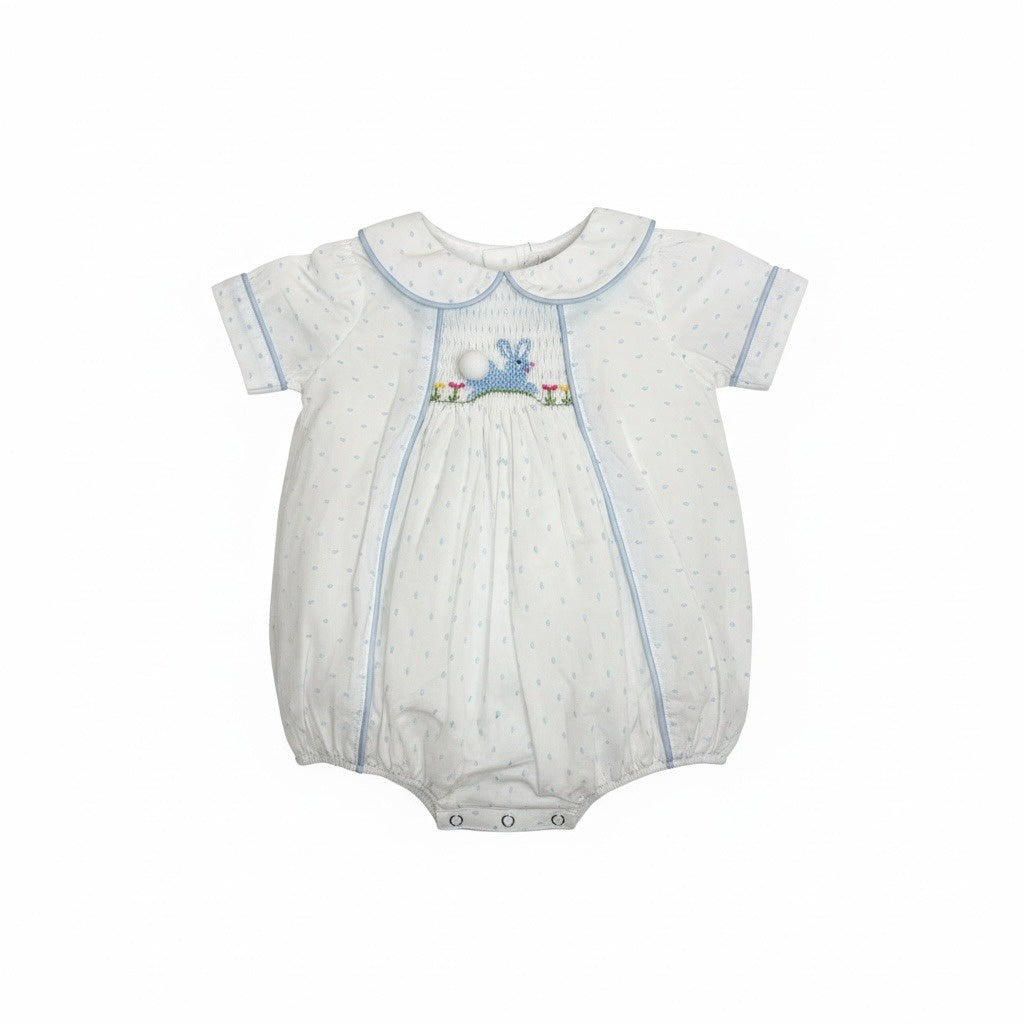 Lulu Bebe Bunny Smocked Swiss Dot Bubble Oliver/OLLY