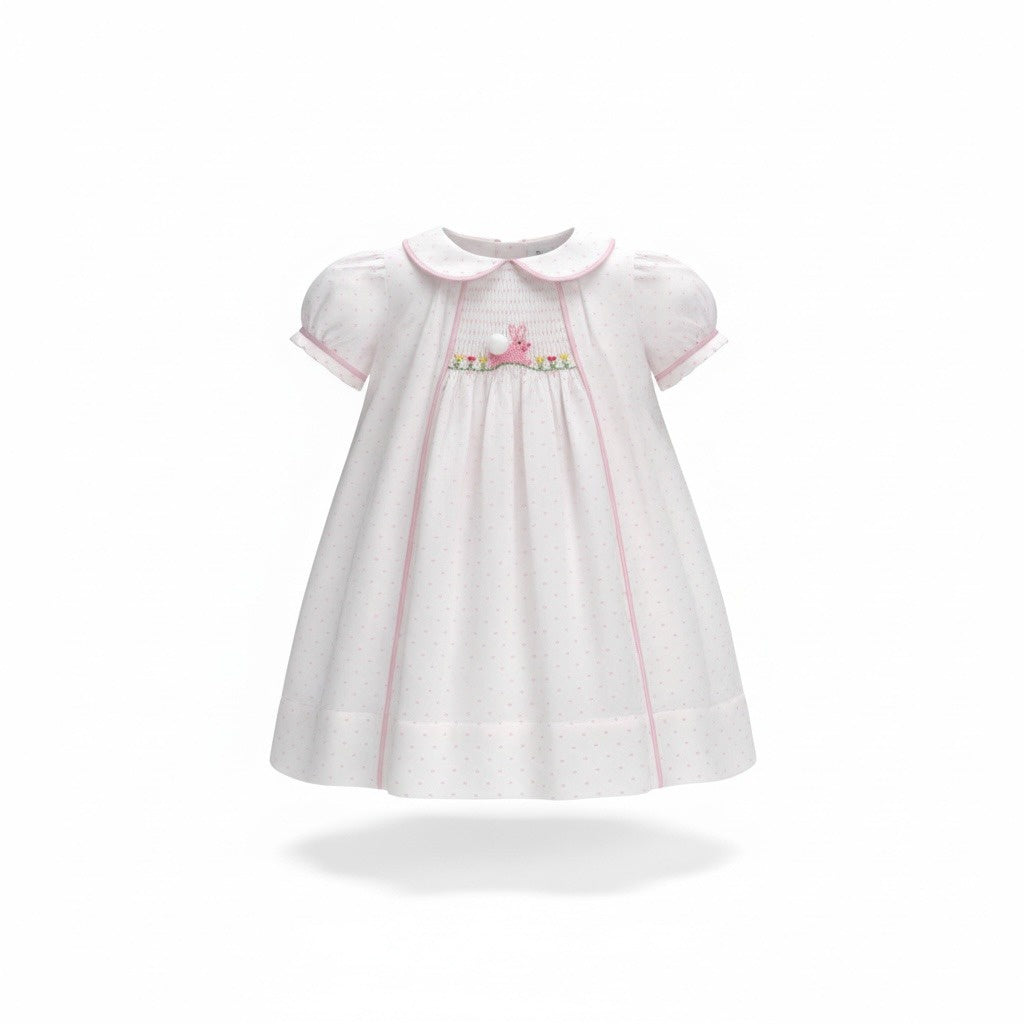 Lulu Bebe Bunny Smocked Swiss Dot Dress Olive 5302