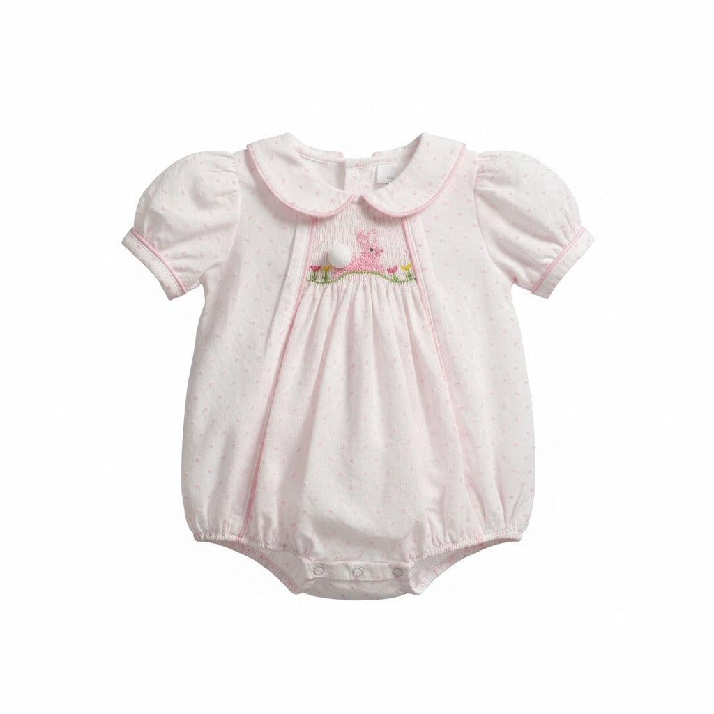 Lulu Bebe Bunny Smocked Swiss Dot Bubble Oliver/OLLY