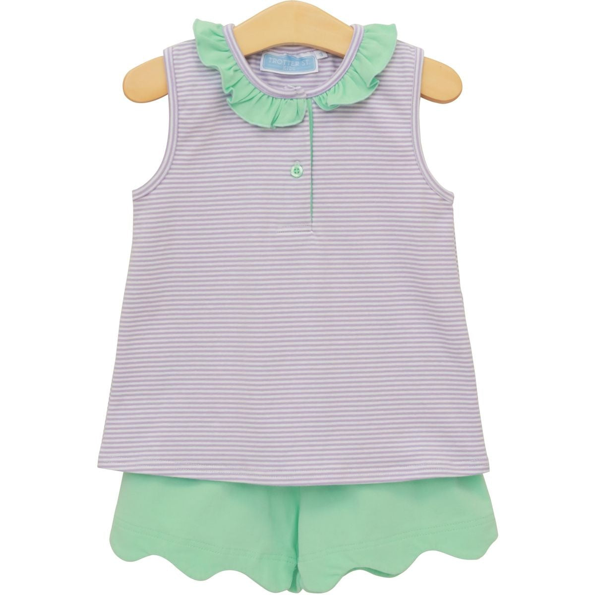 Trotter Street Kids Nora Short Set Lavender Stripe/Mint TSK-02569 5301