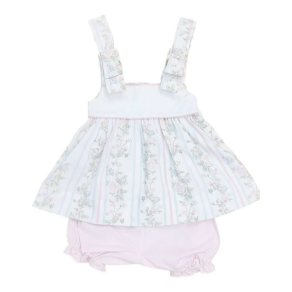 Sweet Dreams Valerie Blue/Pink Vine Floral Print Bloomer Set TT1407 5302