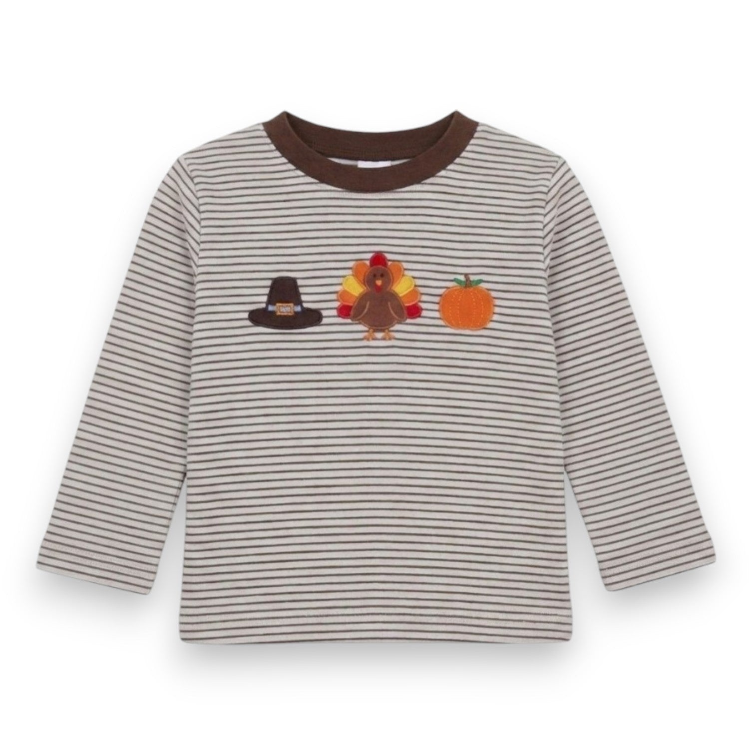 Claire & Charlie Thanksgiving Brown Knit Stripe Boy's T-Shirt L/S 5068PL-CF26 5307