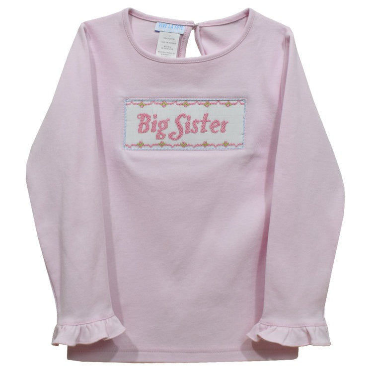 Vive La Fete Pink Long Sleeve Smocked Big Sister Tee 5110