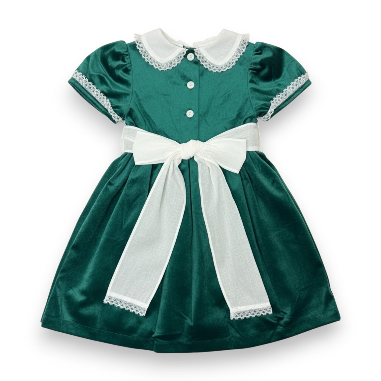 Lulu Bebe Green Velvet Sash Waist Dress Scarlet-Green