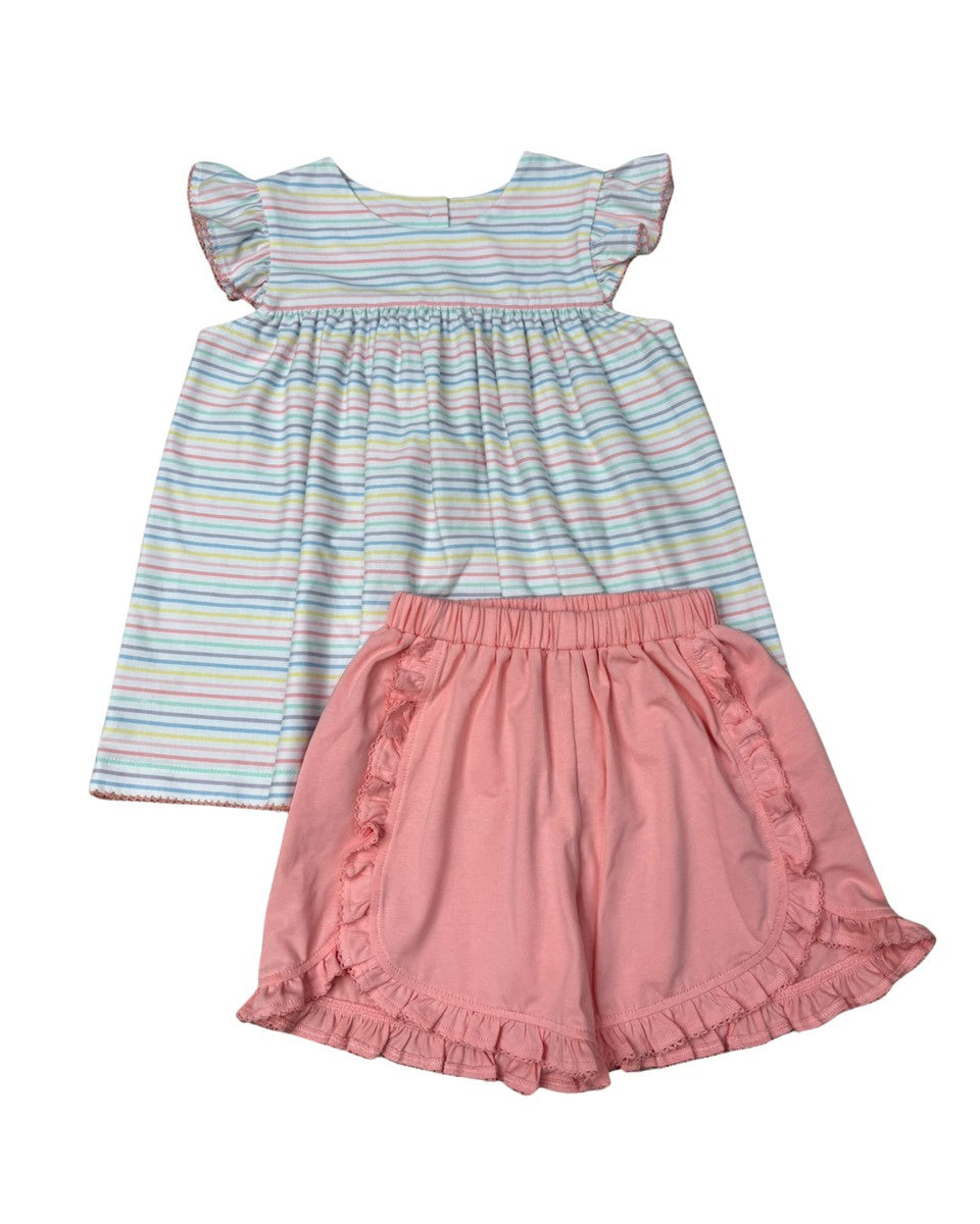 Whimsy Bay Pastel Penny Stripe Flutter Short Set WBS216-86 5302