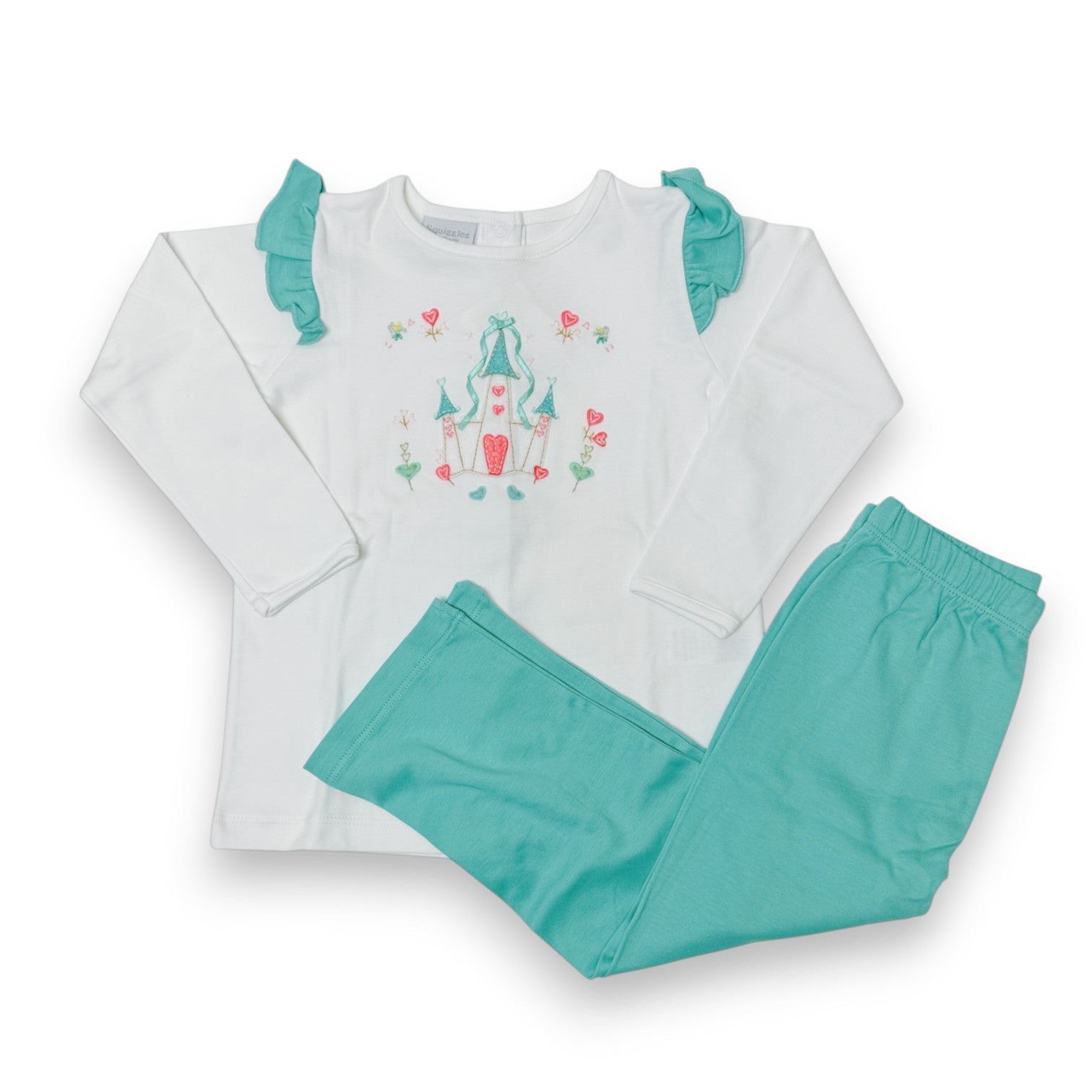 Squiggles White Sweet Castle L/S Tunic & Pant Set W/Ruffle Wings 370/48BW 5307