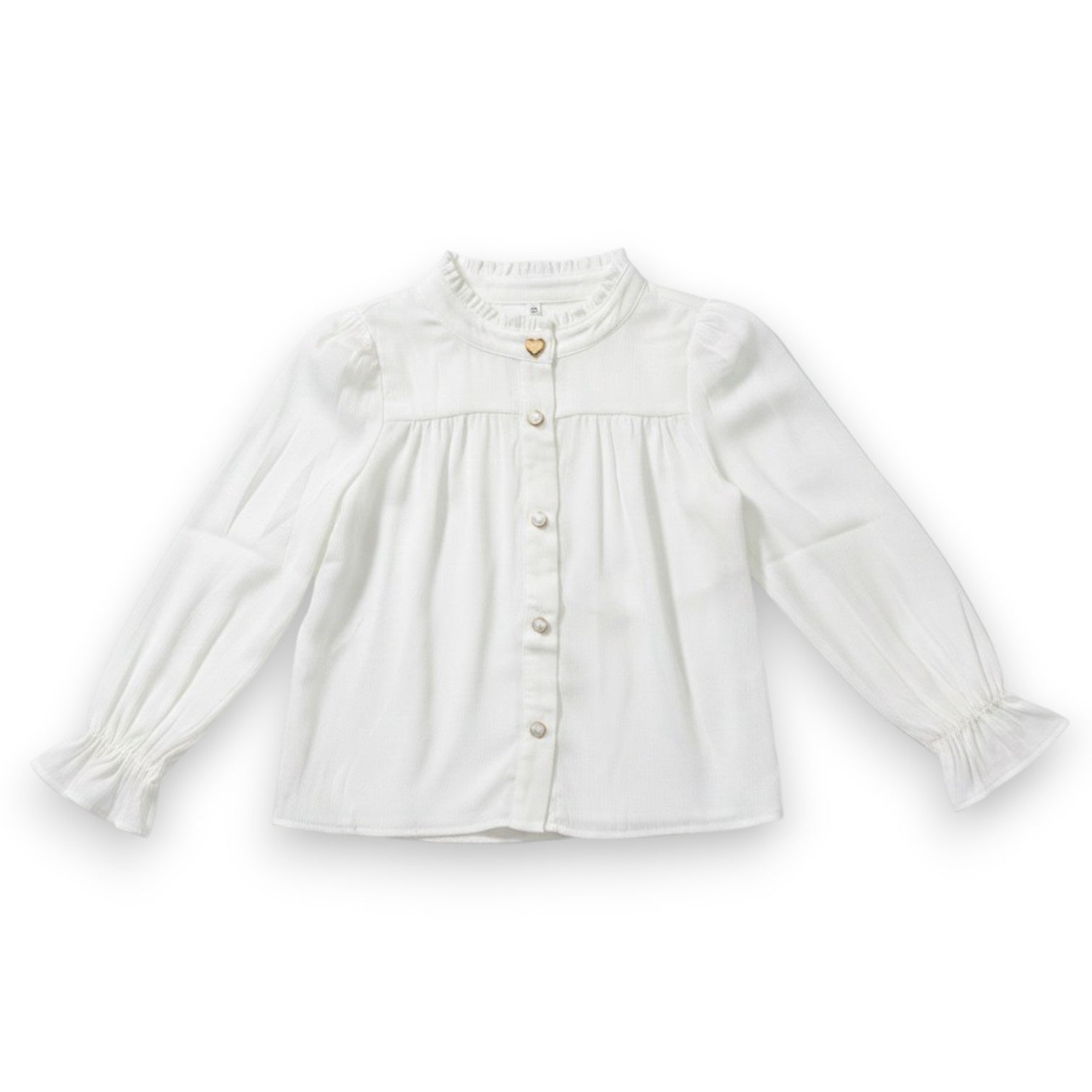 Lulu Bebe White LS Shirt Gold Buttons KIT-WHT-LS 5308