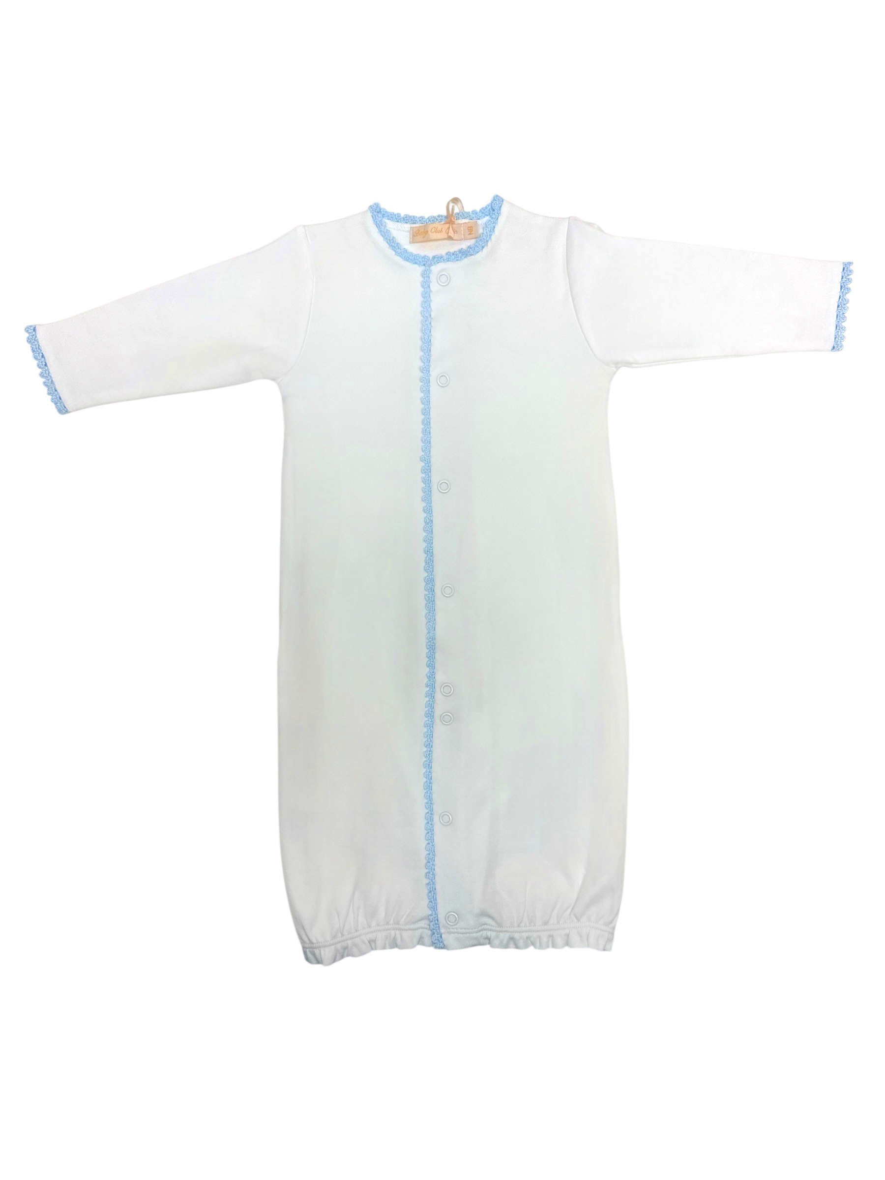 Baby Club No Emb White Gown w/Light Blue Crochet Trim NIG0302026 5301