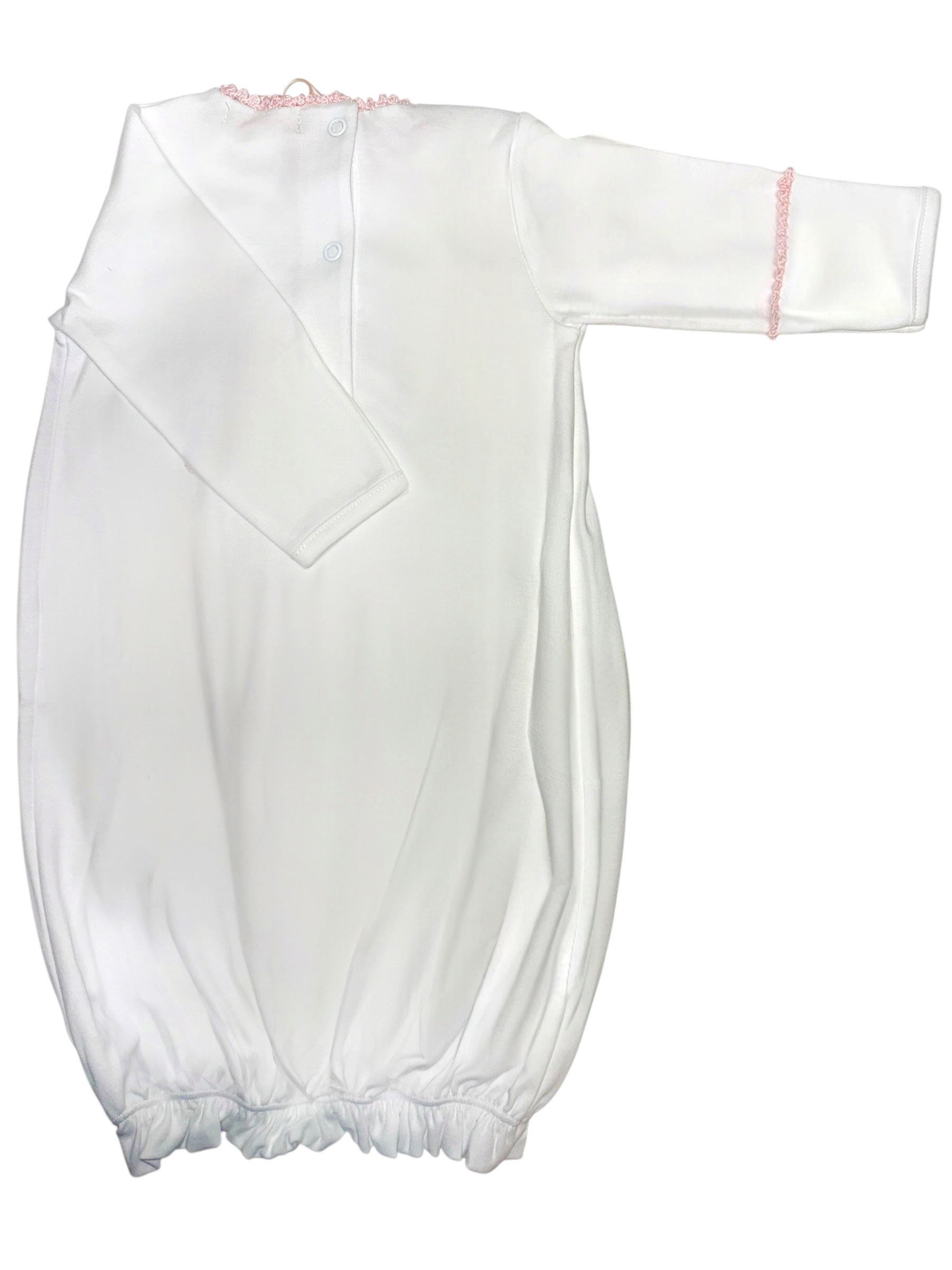 Baby Club White Gown W/Pink Crochet Trim NG1901025 5301