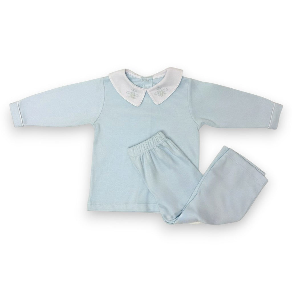 Auraluz 2pc Boy Knit Blue Plane Shadow Emb 6854 5308