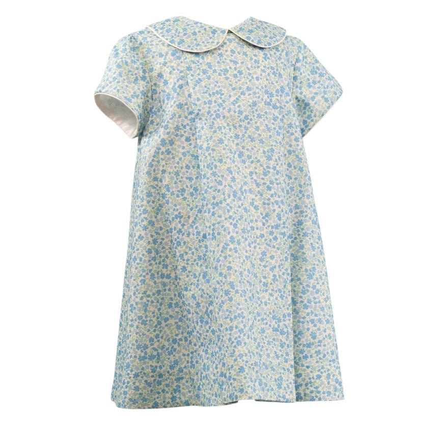 Angels & Company Amelia Dress W/Pleats Blue Floral 5301