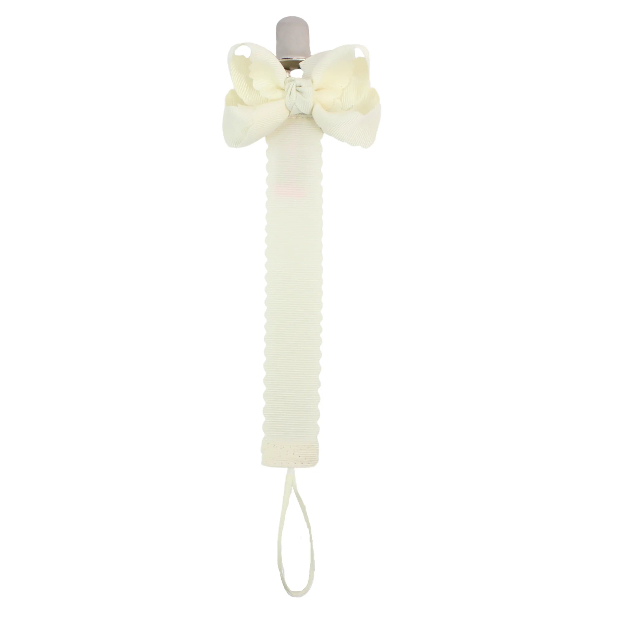 Beyond Creations Scalloped Grosgrain Paci Clip w/Detachable Bow