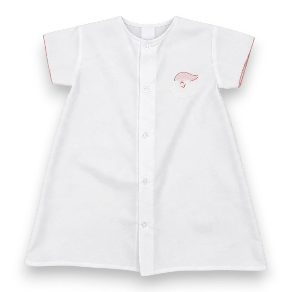 Auraluz Daygown White W/Red Rolled Edge Santa Face Shadow Emb 364 5310