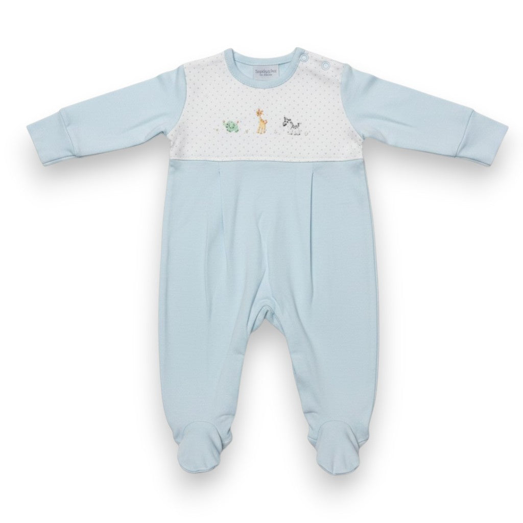 Squiggles Mini Baby Safari L/S Coverall Blue/White/Blue  Pin Dot 18/M265/53 5306