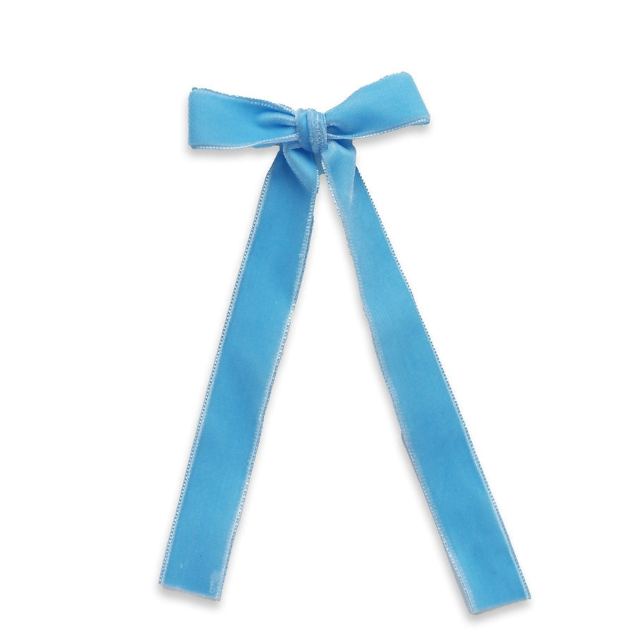 Eva's House Velvet Long Tail Bow Snap Clip 5207