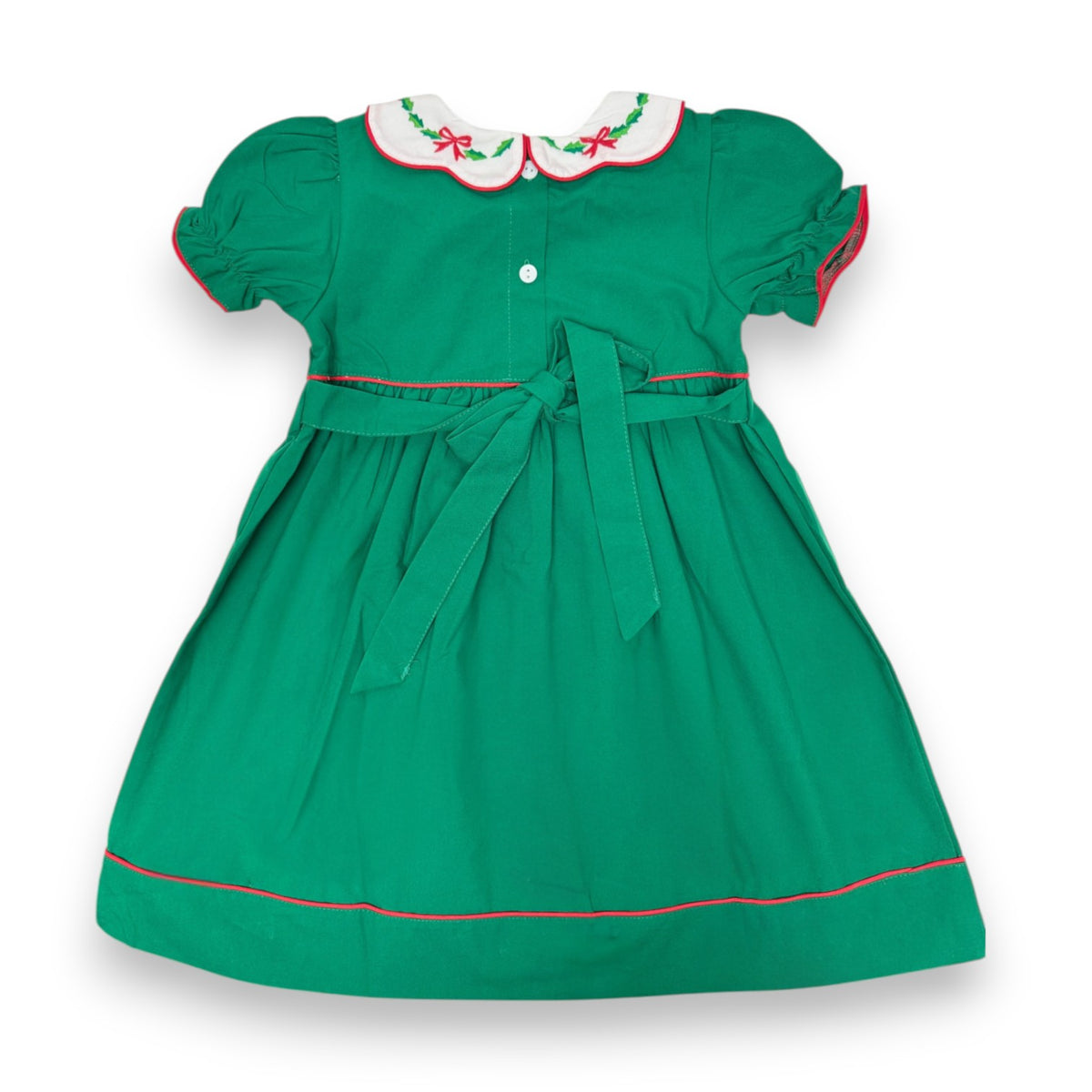 Sweet Dreams Bow & Holly Scallop Collar Hunter Green Dress TT1497