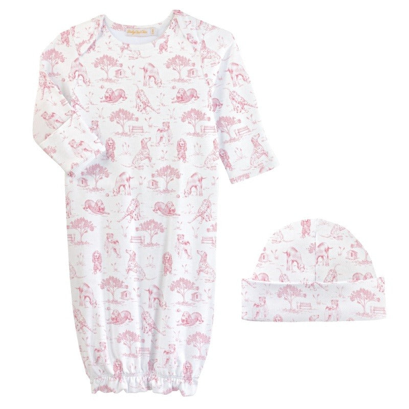 Baby Club Printed Gown and Hat Set 5208